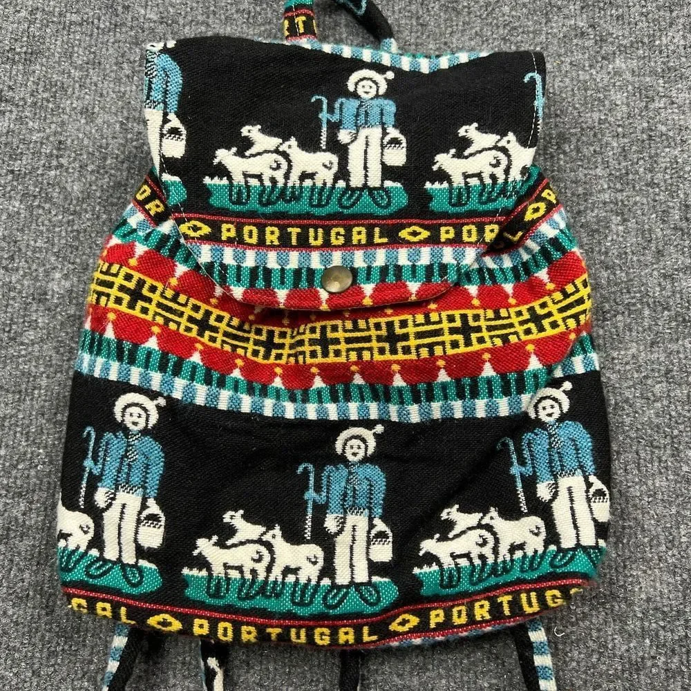 Portugal Sheep Herder Backpack Womens Woven Knit Purse‎ Tote Bag